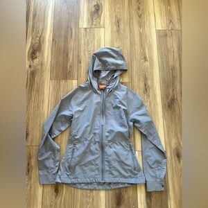 Merrell women’s Gray Hooded full zip Windbreaker Jacket size medium